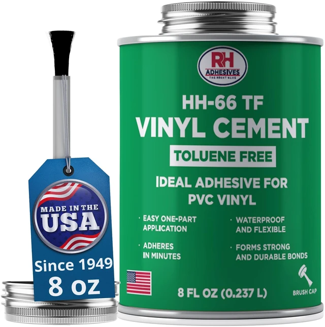 Main image of HH-66 Toluene Free Vinyl Cement 8 oz - PVC & Vinyl Glue for Pools, Tarps Toluene-free formula, flexible waterproof bond, for vinyl, PVC, pool liners, inflatables, tarps, boat seats