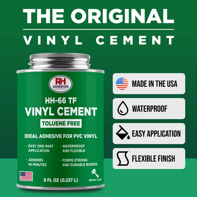 Alt view image 2 of 7 - HH-66 Toluene Free Vinyl Cement 8 oz - PVC & Vinyl Glue for Pools, Tarps Toluene-free formula, flexible waterproof bond, for vinyl, PVC, pool liners, inflatables, tarps, boat seats