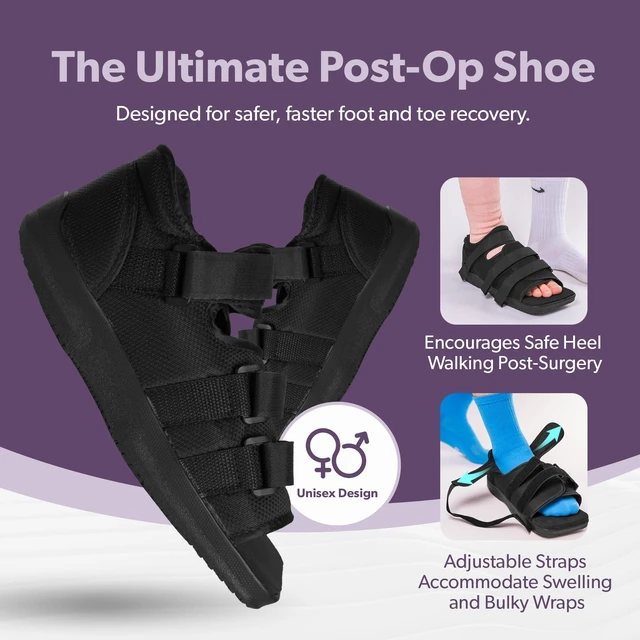 Alt view image 3 of 7 - Post Op Shoe - Adjustable Orthopedic Medical Walking Boot for Broken Foot, Broken Toe, Stress Fracture and Injuries, Universal Cast Shoe for Men and Women After Foot Surgery (M - Female)
