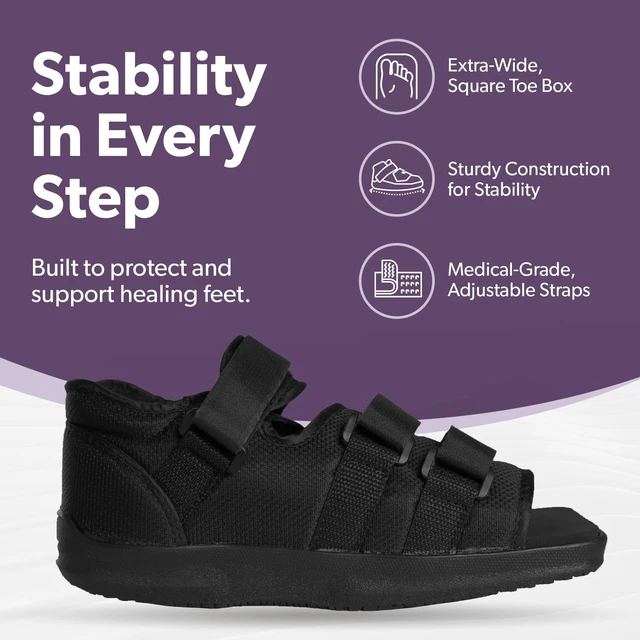 Alt view image 5 of 7 - Post Op Shoe - Adjustable Orthopedic Medical Walking Boot for Broken Foot, Broken Toe, Stress Fracture and Injuries, Universal Cast Shoe for Men and Women After Foot Surgery (M - Female)
