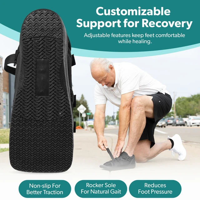 Alt view image 6 of 7 - Post Op Shoe - Adjustable Orthopedic Medical Walking Boot for Broken Foot, Broken Toe, Stress Fracture and Injuries, Universal Cast Shoe for Men and Women After Foot Surgery (M - Female)