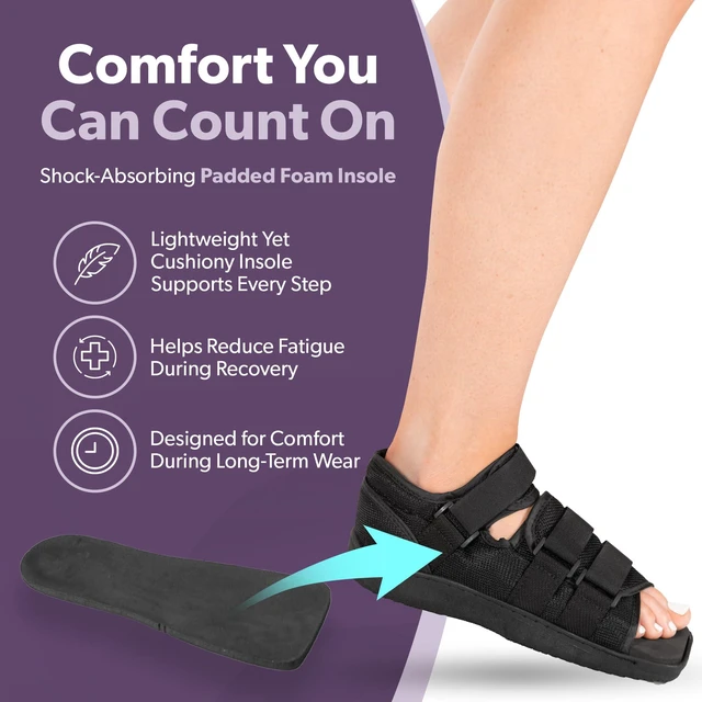 Alt view image 7 of 7 - Post Op Shoe - Adjustable Orthopedic Medical Walking Boot for Broken Foot, Broken Toe, Stress Fracture and Injuries, Universal Cast Shoe for Men and Women After Foot Surgery (M - Female)