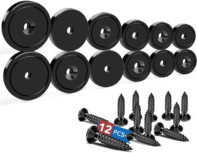 Main image of Magnets Heavy Duty Neodymium Strong Magnet Imanes Fuertes 12 Pack Imanes Fuertes Magnet Magnetic Wall Mount Round Mounting Powerful Locker Industrial Fridge Screw On Door Crafts Black