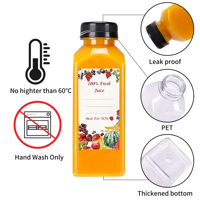Alt view image 2 of 7 - 20pcs 12oz Plastic Juice Bottles with Caps Reusable Juicing Bottles, Clear Drink Containers with Lids for Juicing, Smoothie and Other Beverages