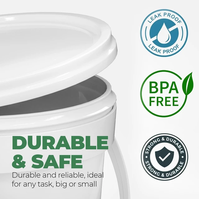 Alt view image 4 of 7 - 1 Gallon Food Grade Round Plastic Bucket - Food Storage Deli Containers with Lids Ideal for Ice Cream, Soup, and Prep Containers - BPA-Free, Premium HDPE - 1 Pack