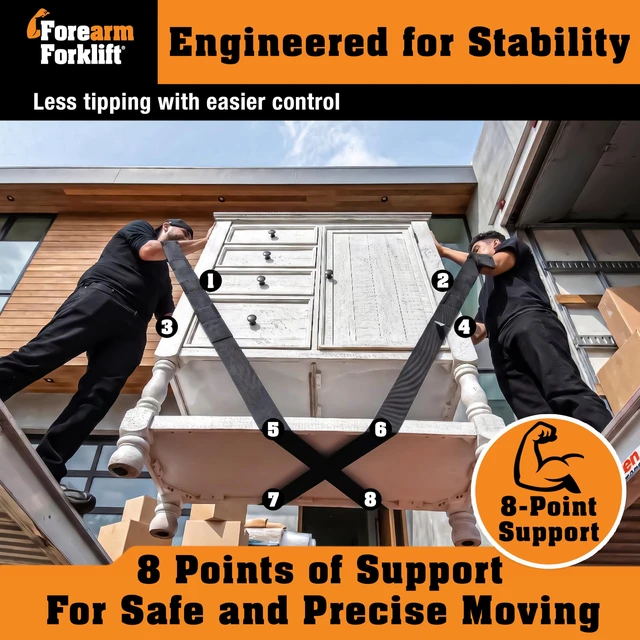 Alt view image 3 of 7 - Furniture Moving Straps 2-Person Lifting Strap for Moving Furniture, Appliances, Heavy Duty Carrying for Heavy Objects up to 800 lbs, Jet Black