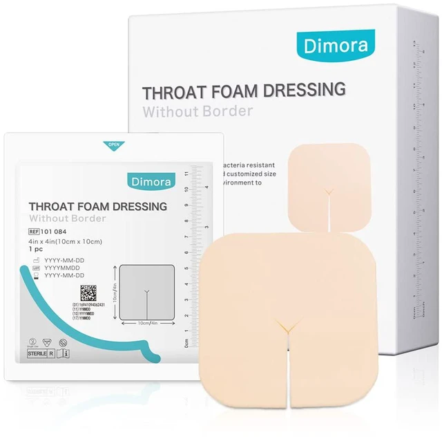 Main image of Fenestrated Foam Dressing, Non-Adhesive Tracheo Pads 4"x4" 10 Packs, Tracheostomy Supplies Hydrophilic Highly Absorbent Soft Wound Dressings, Secure Tubes and Absorb Leakage