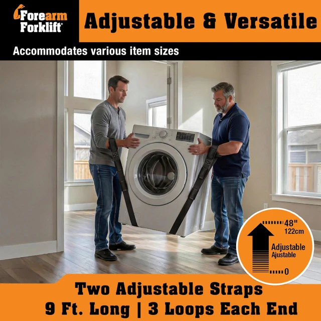 Alt view image 5 of 7 - Furniture Moving Straps 2-Person Lifting Strap for Moving Furniture, Appliances, Heavy Duty Carrying for Heavy Objects up to 800 lbs, Jet Black