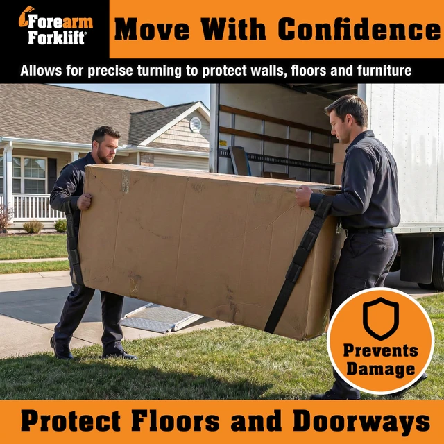 Alt view image 6 of 7 - Furniture Moving Straps 2-Person Lifting Strap for Moving Furniture, Appliances, Heavy Duty Carrying for Heavy Objects up to 800 lbs, Jet Black