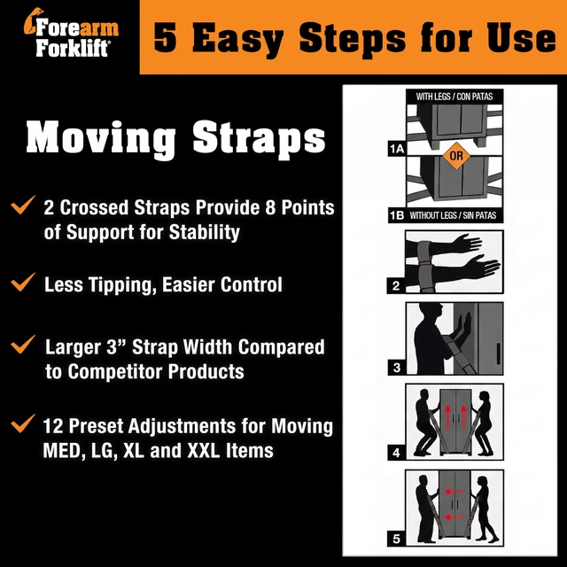Alt view image 7 of 7 - Furniture Moving Straps 2-Person Lifting Strap for Moving Furniture, Appliances, Heavy Duty Carrying for Heavy Objects up to 800 lbs, Jet Black