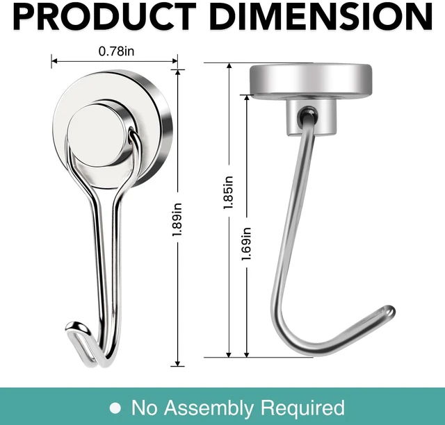 Alt view image 2 of 7 - Magnetic Hooks 28 Pack 40Lbs Heavy Duty Neodymium Magnet Hook Magnetic Swivel Hooks for Hanging Rust Proof Strong Magnets with Hook Magnetic Metal Hanger for Storage