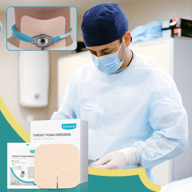 Alt view image 3 of 6 - Fenestrated Foam Dressing, Non-Adhesive Tracheo Pads 4"x4" 10 Packs, Tracheostomy Supplies Hydrophilic Highly Absorbent Soft Wound Dressings, Secure Tubes and Absorb Leakage