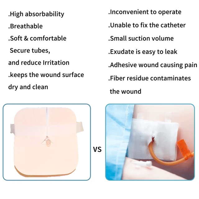 Alt view image 4 of 6 - Fenestrated Foam Dressing, Non-Adhesive Tracheo Pads 4"x4" 10 Packs, Tracheostomy Supplies Hydrophilic Highly Absorbent Soft Wound Dressings, Secure Tubes and Absorb Leakage