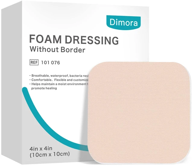 Main image of Foam Dressing, Sterile Non-Adhesive Hydrophilic Pads, Highly Absorbent 4"x4"(10 cm*10 cm) Pack of 10 Square Waterproof Dressing for Wound Care