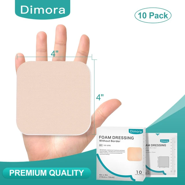 Alt view image 2 of 7 - Foam Dressing, Sterile Non-Adhesive Hydrophilic Pads, Highly Absorbent 4"x4"(10 cm*10 cm) Pack of 10 Square Waterproof Dressing for Wound Care