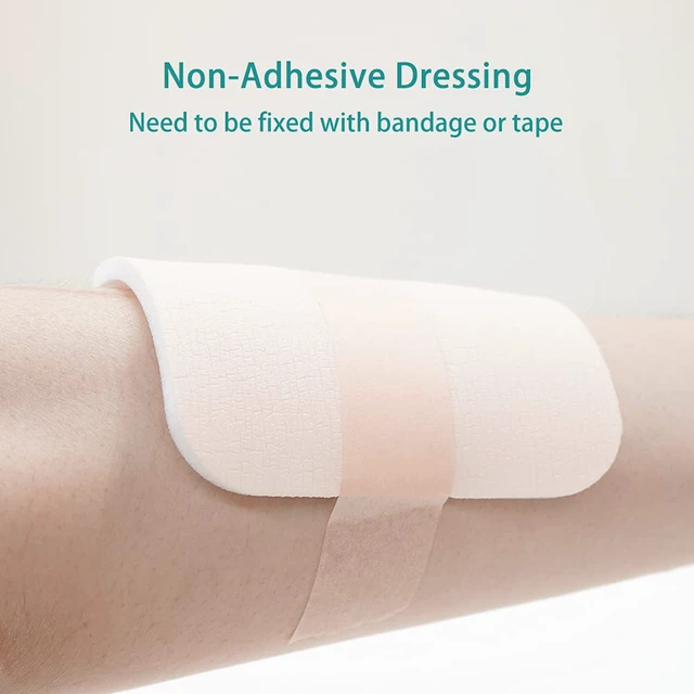 Alt view image 5 of 7 - Foam Dressing, Sterile Non-Adhesive Hydrophilic Pads, Highly Absorbent 4"x4"(10 cm*10 cm) Pack of 10 Square Waterproof Dressing for Wound Care