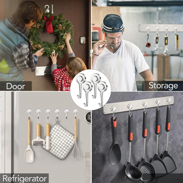 Alt view image 7 of 7 - Magnetic Hooks 28 Pack 40Lbs Heavy Duty Neodymium Magnet Hook Magnetic Swivel Hooks for Hanging Rust Proof Strong Magnets with Hook Magnetic Metal Hanger for Storage