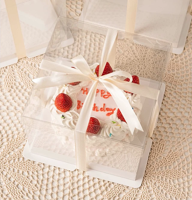 Alt view image 6 of 7 - 12X12X7inch Clear cake Boxes,Cake Carrier,Disposable Cake Containers, Large Cake box with Ribbon, Ideal for Large 10and 12Inch Cake carry,transparent cake box for birthday Party wedding -White