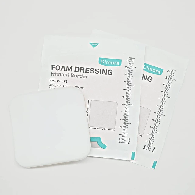 Alt view image 7 of 7 - Foam Dressing, Sterile Non-Adhesive Hydrophilic Pads, Highly Absorbent 4"x4"(10 cm*10 cm) Pack of 10 Square Waterproof Dressing for Wound Care