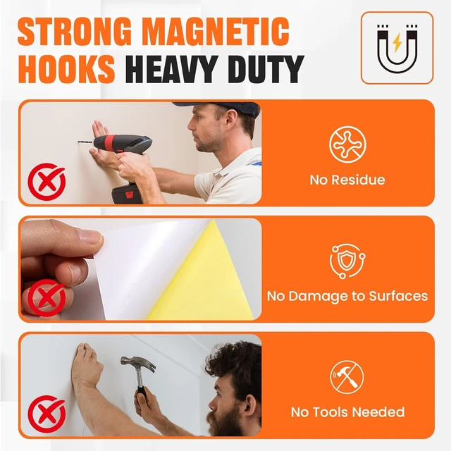 Alt view image 4 of 7 - Magnetic Hooks 16 PCS 150lb Magnet Hook Cruise Cabins (Black) Essentials Heavy Duty Wreath Hanger Strong Magnets for Classroom Whiteboard Wreath Coat Hanging Garage Cruise Ship Camping