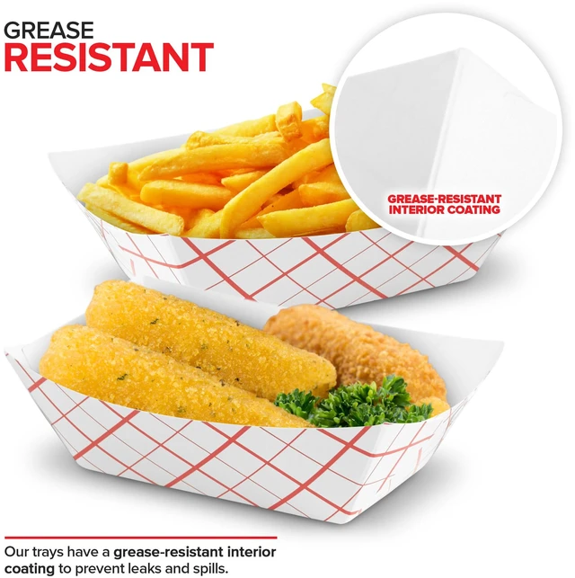Alt view image 5 of 7 - Extra Small Paper Food Boats (100 Pack) 0.5 lb Disposable Red & White Checkered Paper Trays, Eco-Friendly Serving Boats for Concession Food & Condiments, 3.75" x 2"