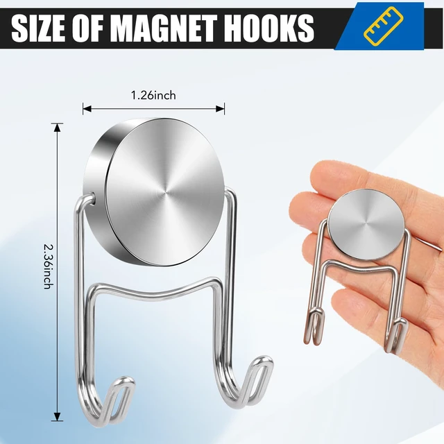 Alt view image 2 of 7 - Magnetic Hooks for Cruise Cabins Essentials 2026 Door Magnets 80LBS 5 Pack Ship Walls Must Haves Classroom Strong Heavy Duty Metal Locker Decor magnet Decorations Fridge Organization Silver