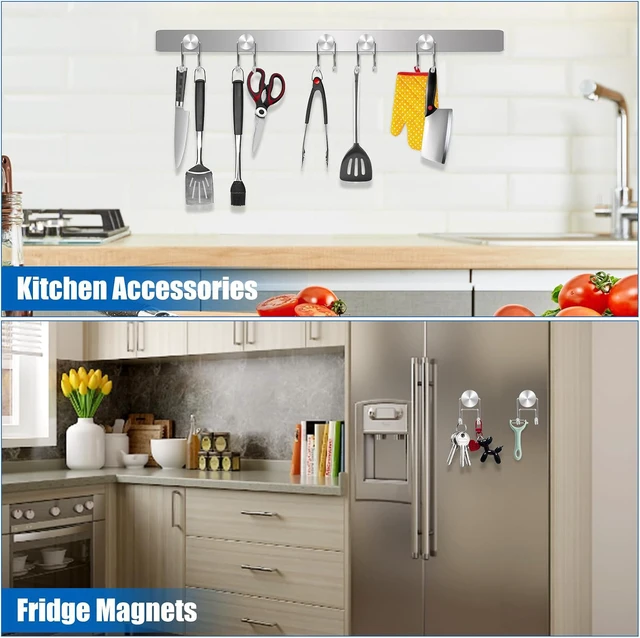 Alt view image 7 of 7 - Magnetic Hooks for Cruise Cabins Essentials 2026 Door Magnets 80LBS 5 Pack Ship Walls Must Haves Classroom Strong Heavy Duty Metal Locker Decor magnet Decorations Fridge Organization Silver