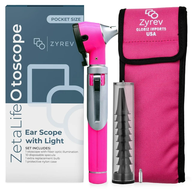 Alt view image 6 of 6 - ZetaLife Otoscope - Ear Scope with Light, Ear-Infection Detector, Pocket Size (Pink Color)