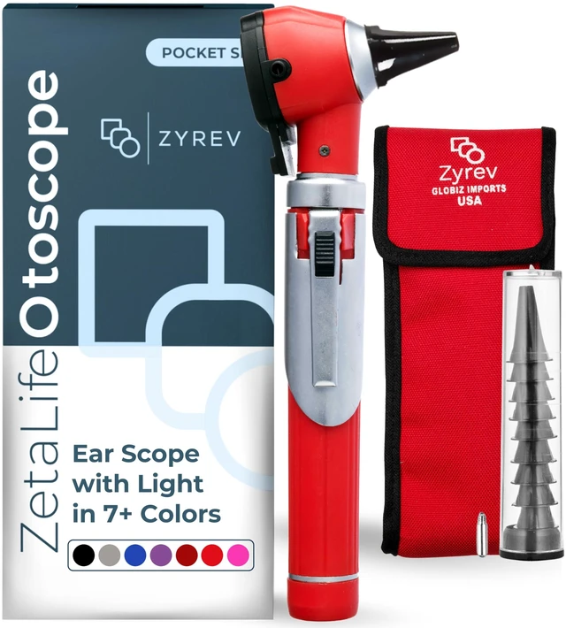 Main image of ZetaLife Otoscope - Ear Scope with Light, Ear Infection Detector, Pocket Size (Red Color)