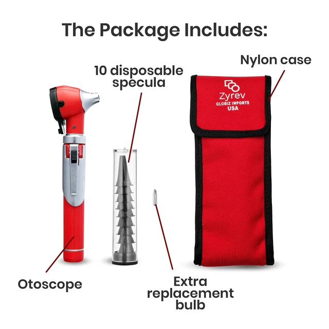 Alt view image 4 of 7 - ZetaLife Otoscope - Ear Scope with Light, Ear Infection Detector, Pocket Size (Red Color)