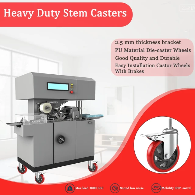 Alt view image 5 of 7 - 5 inch Caster Wheels 1/2" Threaded Stem Casters Set of 4 Heavy Duty 1600 Lbs, 1/2"-13x1.25", Smooth & Quiet-Rolling, Castor Wheels for Wire Shelving, Cart, Tool Box, Workbenche, Furniture
