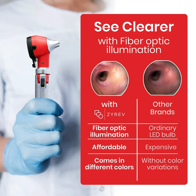 Alt view image 7 of 7 - ZetaLife Otoscope - Ear Scope with Light, Ear Infection Detector, Pocket Size (Red Color)
