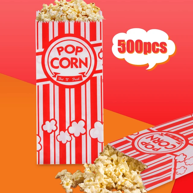 Alt view image 3 of 7 - 500 Pieces Paper Popcorn Bags, 1 oz Bags Individual Servings for Machine Maker Cart Supplies, Small Mini Pop Corn Bag Bulk Carnival Party