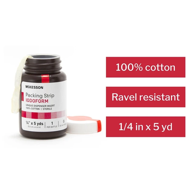 Alt view image 4 of 5 - Packing Strip, Sterile, Cotton, Iodoform, 1/4 in, 12 ct 100% Cotton, 5 yds
