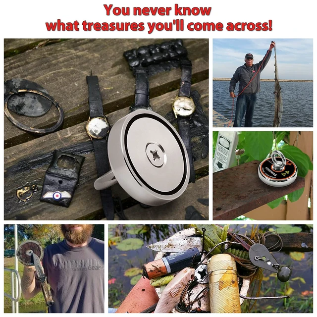 Alt view image 5 of 6 - 1500 LBS Fishing Magnets, 4.72 Inch Neodymium Fishing Magnet Kit Heavy Duty Magnet for Fishing, Super Strong Magnet Fishing Kit for Retrieving Metal Items in River, Lake, Lawn