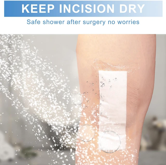 Alt view image 3 of 7 - 30 Pack 4"x12" Waterproof Adhesive Island Dressing for Post-Surgery Recovery | Sterile Bordered Gauze Bandages with Non-Stick Pad for Knee/Hip Replacement, Surgical Incision Care & Shower Protection