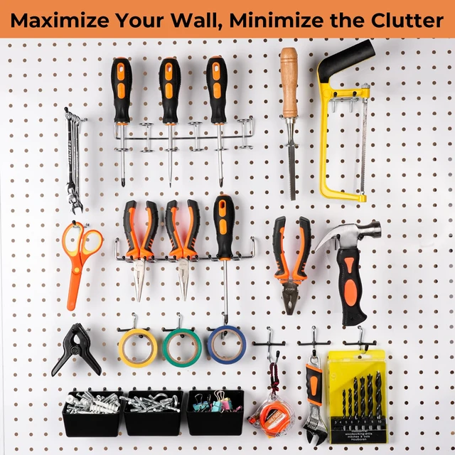 Alt view image 2 of 7 - 120PCS Pegboard Accessories Organizer Kit with Peg Borad Hooks & Bins Peg Board Hooks Assortment, For Organizing Various Tools, Fit 1/8 or 1/4 inch Pegboard, For Garage Hanging & Storage Tools