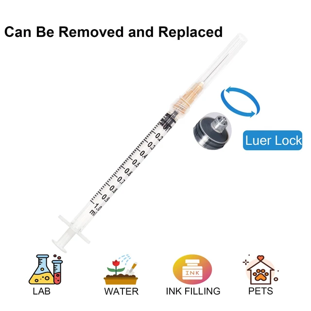 Alt view image 3 of 7 - 100pcs 1ml 25G x 5/8 inch Scientific Accessories, Refilling Liquids 1cc 25g 5/8 inch 16mm Individually Wrapped, Lab Sample Injections, Disposable Luer Lock, Dispensing Supplies, Thick