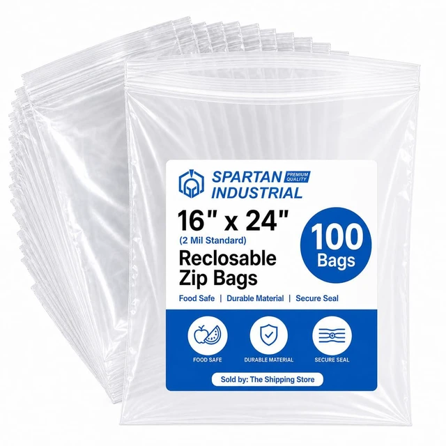Main image of 16 X 24 (100 Count) 2 Mil Clear Reclosable Zip Plastic Poly Bags with Resealable Lock Seal Zipper
