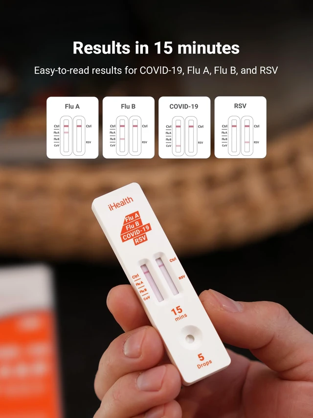 Alt view image 2 of 7 - RSV Test + Flu A/B + COVID Test Combo, 4-in-1 RSV Test Home Kit, Antigen Test, 15-Minute Results, FDA Authorized OTC At-Home Test for Adults & Kids, Non-Invasive Nasal Swab(1 Pack,1 Test)