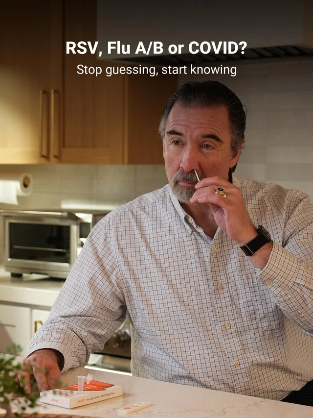Alt view image 3 of 7 - RSV Test + Flu A/B + COVID Test Combo, 4-in-1 RSV Test Home Kit, Antigen Test, 15-Minute Results, FDA Authorized OTC At-Home Test for Adults & Kids, Non-Invasive Nasal Swab(1 Pack,1 Test)