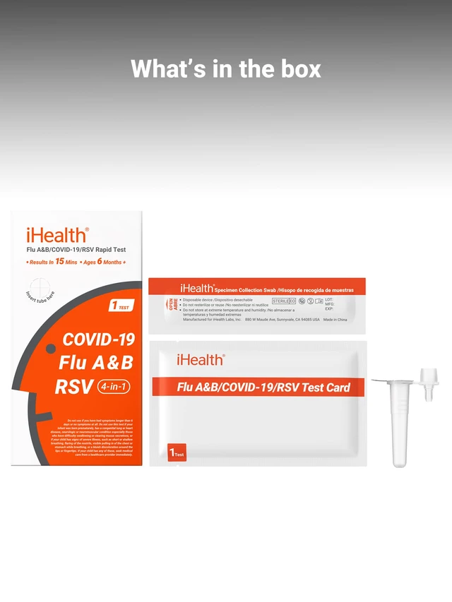 Alt view image 7 of 7 - RSV Test + Flu A/B + COVID Test Combo, 4-in-1 RSV Test Home Kit, Antigen Test, 15-Minute Results, FDA Authorized OTC At-Home Test for Adults & Kids, Non-Invasive Nasal Swab(1 Pack,1 Test)