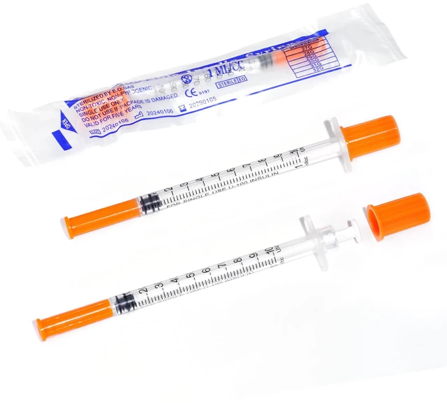 Main image of 100pack 1cc Syringes with 32G 5/16 Inch-8mm U-100 Accurate Measuring for Liquid Individually Sealed Packaging