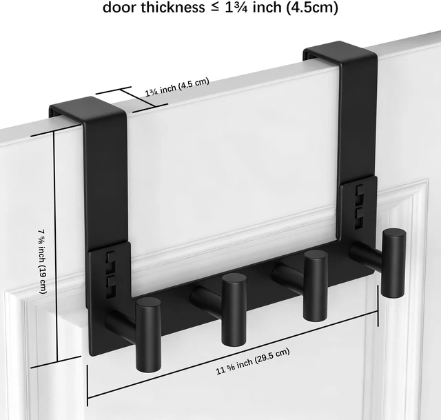 Alt view image 2 of 6 - Door Towel Rack, Wooden Door Metal Hook, Heavy-Duty Storage Clothes Hanger, Outerwear Backpack (4 Hook, Fits 1-3/4'' Thick)