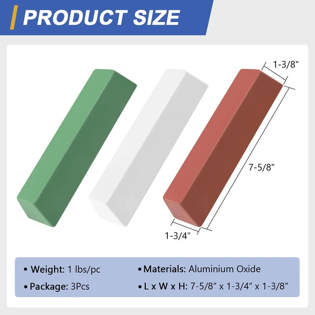 Alt view image 2 of 7 - Buffing Polishing Cutting Compounds 3 lbs.Kit Polishing Rouge Bars for Buffing polishing Wheel- Green Fine/White Medium/Red Coarse - 3 Pack