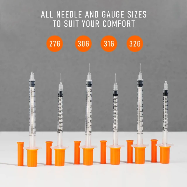 Alt view image 6 of 7 - 100pack 1cc Syringes with 32G 5/16 Inch-8mm U-100 Accurate Measuring for Liquid Individually Sealed Packaging
