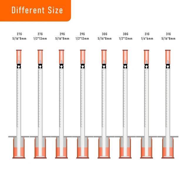 Alt view image 7 of 7 - 100pack 1cc Syringes with 32G 5/16 Inch-8mm U-100 Accurate Measuring for Liquid Individually Sealed Packaging