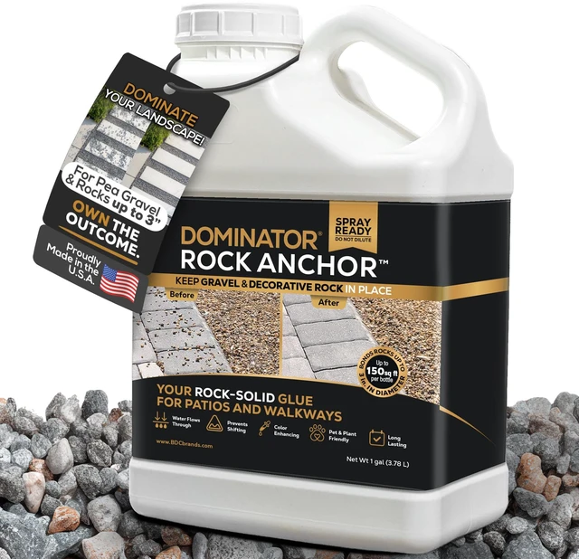 Main image of Rock Anchor 1 Gallon - Rock Glue for Landscaping Gravel & Stone, Ready to Spray, Locks in River Rock, Pea Gravel & Decorative Rock, Prevents Scattering & Washouts, Water-Based