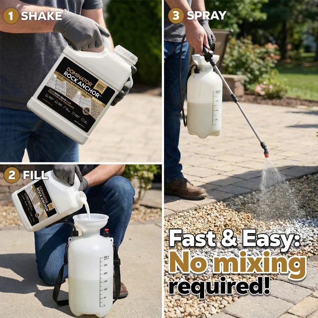 Alt view image 3 of 7 - Rock Anchor 1 Gallon - Rock Glue for Landscaping Gravel & Stone, Ready to Spray, Locks in River Rock, Pea Gravel & Decorative Rock, Prevents Scattering & Washouts, Water-Based