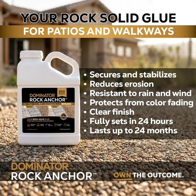 Alt view image 7 of 7 - Rock Anchor 1 Gallon - Rock Glue for Landscaping Gravel & Stone, Ready to Spray, Locks in River Rock, Pea Gravel & Decorative Rock, Prevents Scattering & Washouts, Water-Based